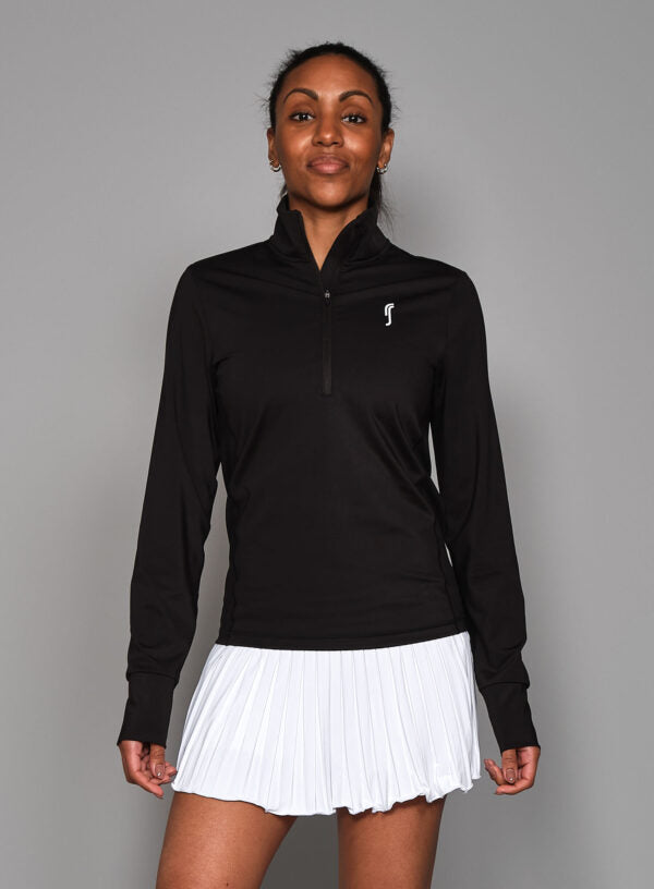 SUETER FEMININO MANGA LONGA COM ZIPER - PRETO
