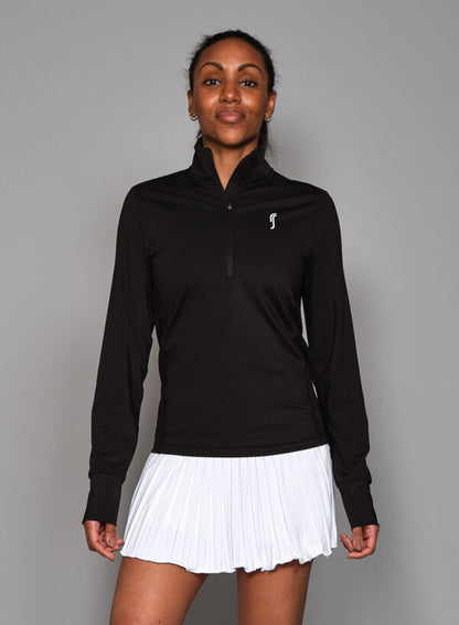 SUETER FEMININO MANGA LONGA COM ZIPER - PRETO
