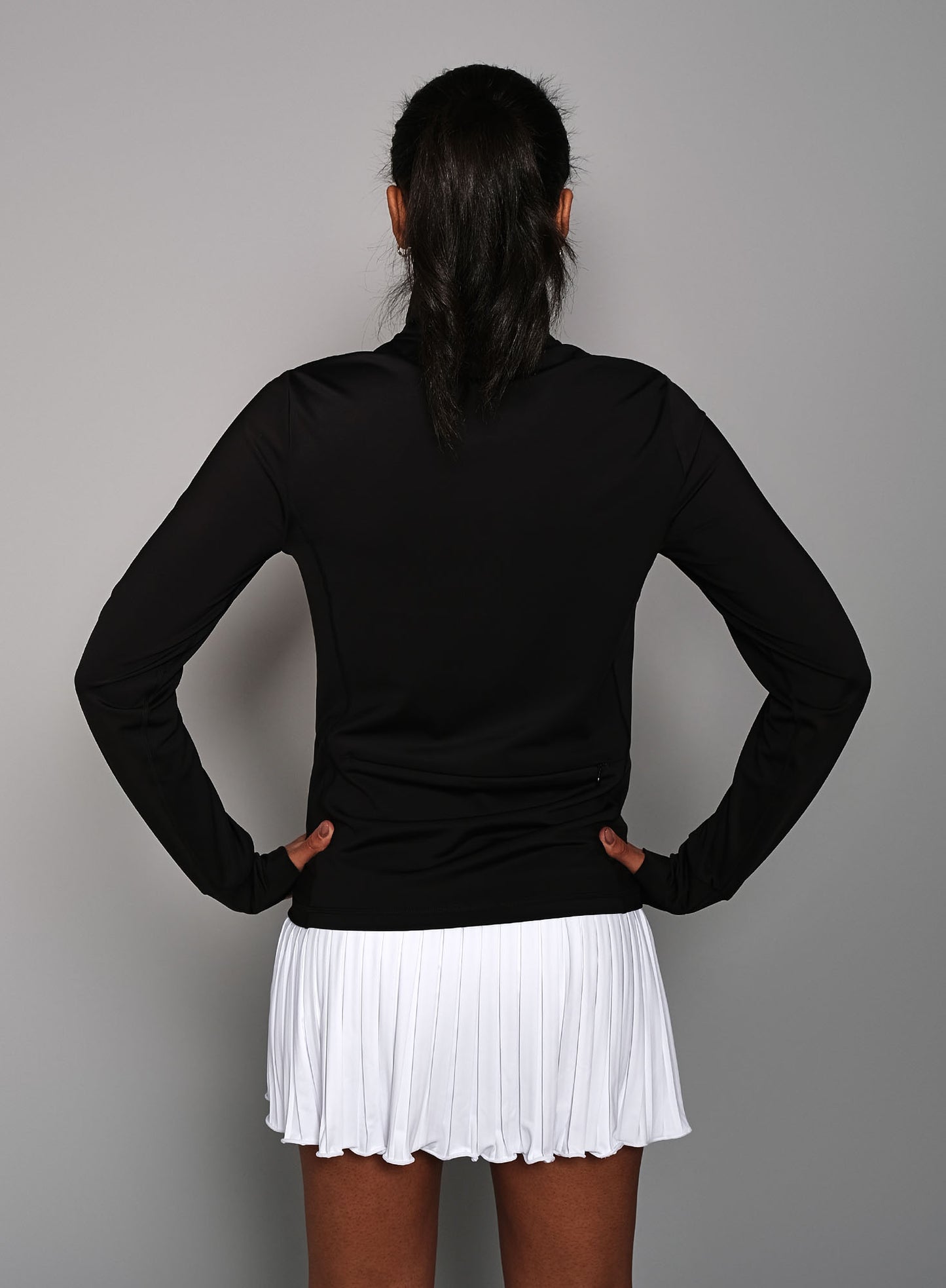 SUETER FEMININO MANGA LONGA COM ZIPER - PRETO